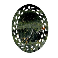 Astronaut Lying In Flowers Fantasy Oval Filigree Ornament (Two Sides)