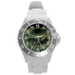 Astronaut Lying In Flowers Fantasy Round Plastic Sport Watch (l) by artworkshop