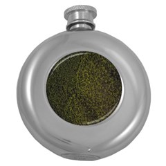 Green Grunge Background Round Hip Flask (5 Oz) by artworkshop