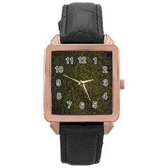 Green Grunge Background Rose Gold Leather Watch  by artworkshop