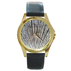 Light Cloud Round Gold Metal Watch by artworkshop