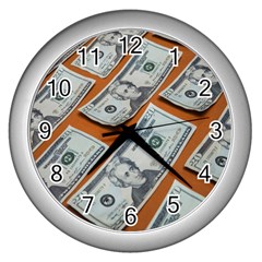 Money Pattern Wall Clock (silver)