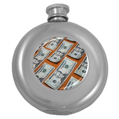 Money Pattern Round Hip Flask (5 Oz) by artworkshop
