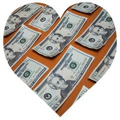 Money Pattern Wooden Puzzle Heart by artworkshop