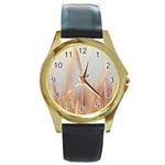 Nature Plants Color Round Gold Metal Watch Front