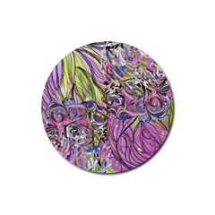 Abstract Intarsio Rubber Round Coaster (4 Pack) by kaleidomarblingart
