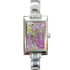 Abstract Intarsio Rectangle Italian Charm Watch by kaleidomarblingart