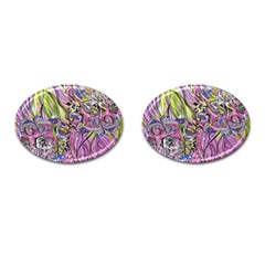 Abstract Intarsio Cufflinks (oval) by kaleidomarblingart