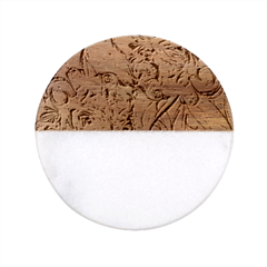 Abstract Intarsio Classic Marble Wood Coaster (round)  by kaleidomarblingart