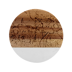 Abstract Intarsio Marble Wood Coaster (round) by kaleidomarblingart