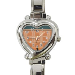 Person Stands By Tall Orange Wall And Looks- Up Heart Italian Charm Watch by artworkshop