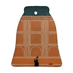 Person Stands By Tall Orange Wall And Looks- Up Bell Ornament (two Sides) by artworkshop