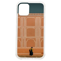 Person Stands By Tall Orange Wall And Looks- Up Iphone 12 Mini Tpu Uv Print Case	