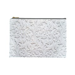 Plaster Background Floral Pattern Cosmetic Bag (large) by artworkshop