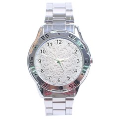 Plaster Background Floral Pattern Stainless Steel Analogue Watch by artworkshop