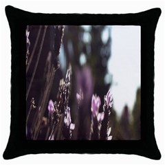 Purple Flower Pattern Throw Pillow Case (Black)
