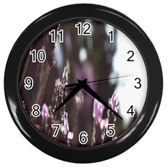 Purple Flower Pattern Wall Clock (Black)