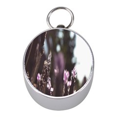 Purple Flower Pattern Mini Silver Compasses