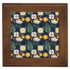 Flower Grey Pattern Floral Framed Tile