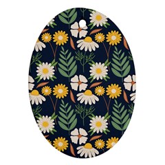 Flower Grey Pattern Floral Ornament (oval)