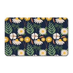 Flower Grey Pattern Floral Magnet (rectangular)