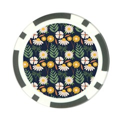 Flower Grey Pattern Floral Poker Chip Card Guard