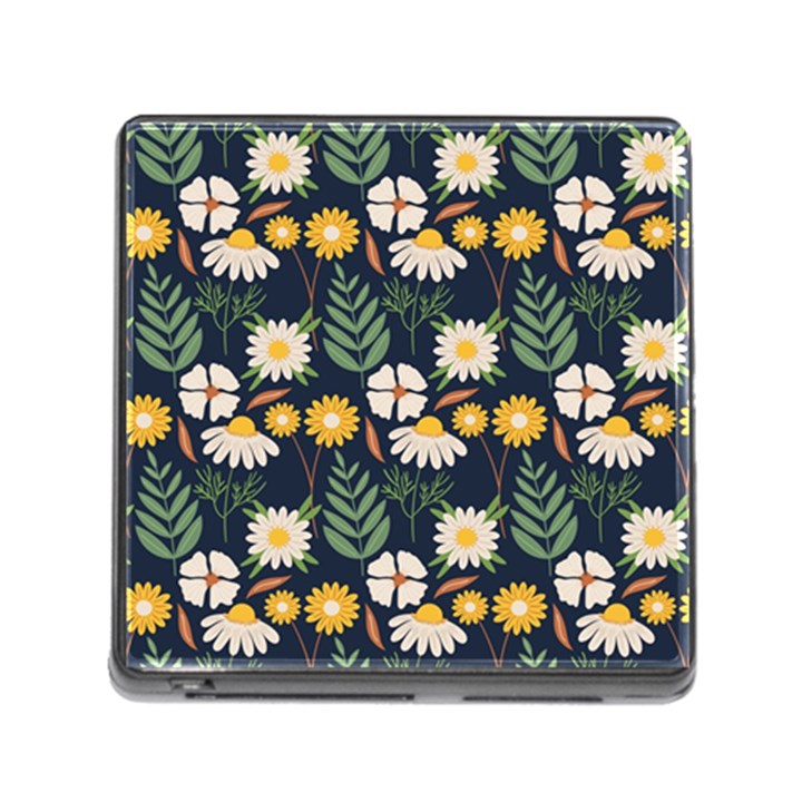 Flower Grey Pattern Floral Memory Card Reader (Square 5 Slot)