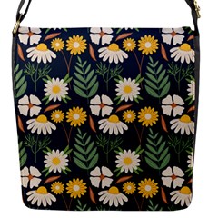 Flower Grey Pattern Floral Flap Closure Messenger Bag (s)