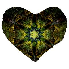 Fractal-fantasy-design-background- Large 19  Premium Flano Heart Shape Cushions by Vaneshart