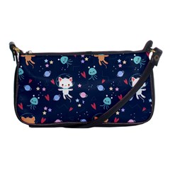 Cute-astronaut-cat-with-star-galaxy-elements-seamless-pattern Shoulder Clutch Bag by Vaneshart