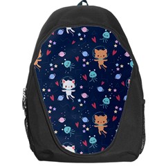 Cute-astronaut-cat-with-star-galaxy-elements-seamless-pattern Backpack Bag by Vaneshart