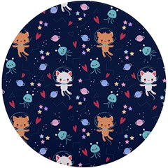 Cute-astronaut-cat-with-star-galaxy-elements-seamless-pattern Uv Print Round Tile Coaster