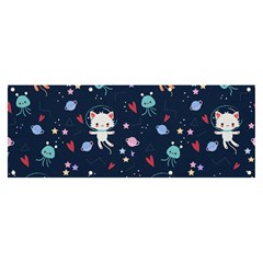 Cute-astronaut-cat-with-star-galaxy-elements-seamless-pattern Banner And Sign 8  X 3 