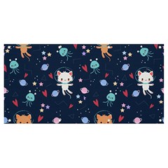 Cute-astronaut-cat-with-star-galaxy-elements-seamless-pattern Banner And Sign 8  X 4 