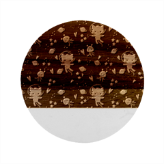 Cute-astronaut-cat-with-star-galaxy-elements-seamless-pattern Marble Wood Coaster (round)