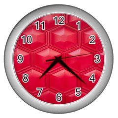 Red Textured Wall Wall Clock (silver)