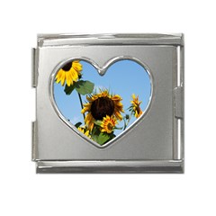 Sunflower Flower Yellow Mega Link Heart Italian Charm (18mm) by artworkshop