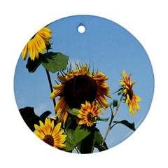 Sunflower Flower Yellow Round Ornament (two Sides) by artworkshop