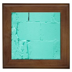 Teal Brick Texture Framed Tile