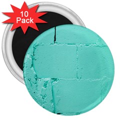 Teal Brick Texture 3  Magnets (10 pack) 