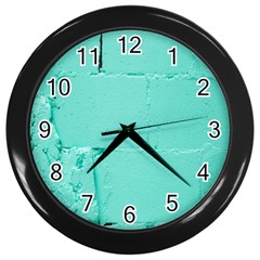 Teal Brick Texture Wall Clock (Black)