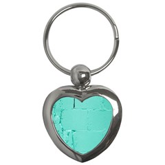 Teal Brick Texture Key Chain (Heart)