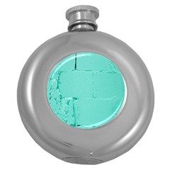 Teal Brick Texture Round Hip Flask (5 oz)