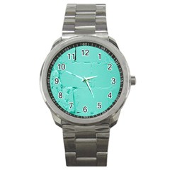 Teal Brick Texture Sport Metal Watch