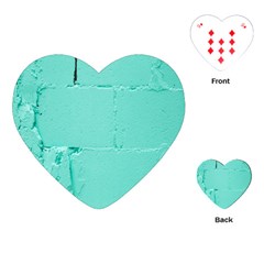 Teal Brick Texture Playing Cards Single Design (heart) by artworkshop