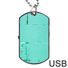 Teal Brick Texture Dog Tag USB Flash (Two Sides)