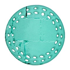 Teal Brick Texture Round Filigree Ornament (two Sides) by artworkshop