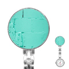 Teal Brick Texture Stainless Steel Nurses Watch by artworkshop