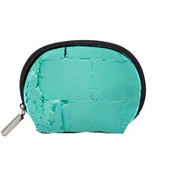 Teal Brick Texture Accessory Pouch (Small)