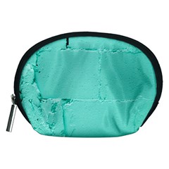 Teal Brick Texture Accessory Pouch (Medium)